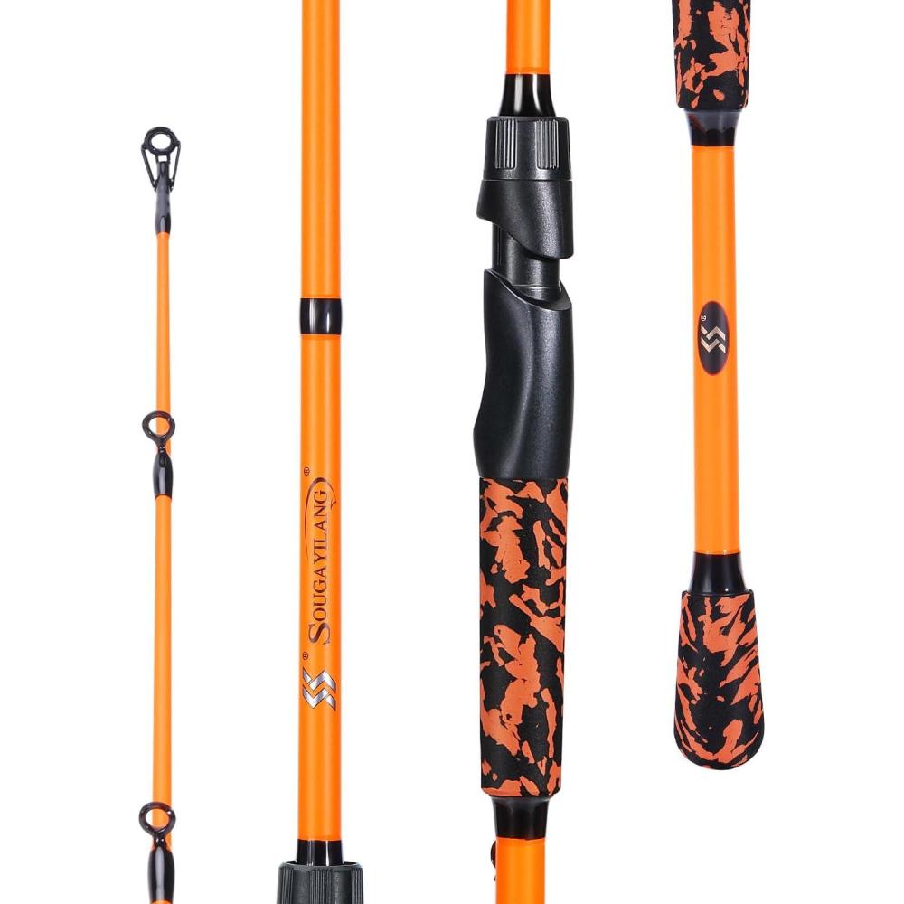 image:imageSougayilang Fishing Rods IM7 Graphite Blank Casting amp Spinning Rods2Piece Rod with S Style Hook Keeper and EVA Handle for Bass Trout Walleye Catfish EtcorangeSpinning Rod