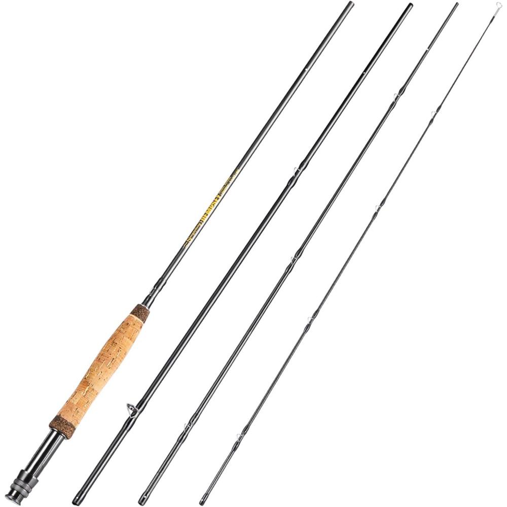 image:imageSougayilang Fly Fishing Rod 4Piece 9Feet Lightweight Ultra Portable Fly Fishing Pole for Trout Salmon Sunfish Outfit Travel FishingSg4905 Black 5wt 9