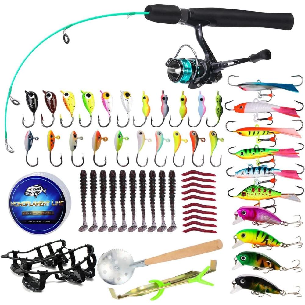 image:imageSougayilang Ice Fishing Rod and Reel Combo Ice Fishing Gear Complete Kit Include Ice Jig and Ice Fishing Accessories Spinning Ice Fishing Combos25 M Ice Fishing Full Kit