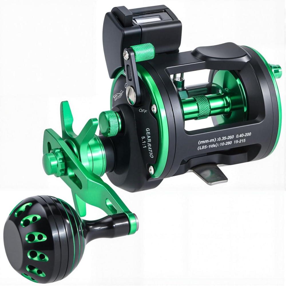 image:imageSougayilang Line Counter Trolling Reel Graphite Body Fishing Reel Durable StainlessSteel and Brass Gears Powerful Carbon Disc DragLeft Hand