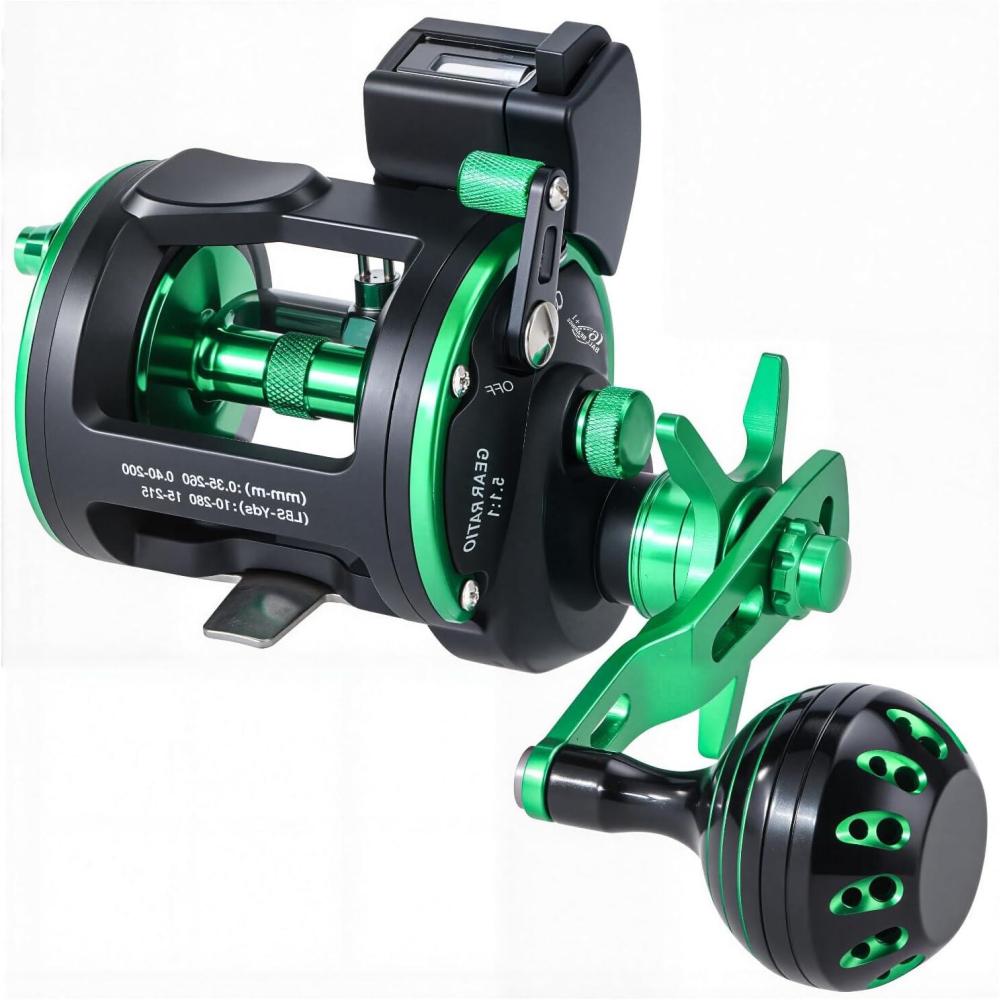image:imageSougayilang Line Counter Trolling Reel Graphite Body Fishing Reel Durable StainlessSteel and Brass Gears Powerful Carbon Disc DragRight Hand