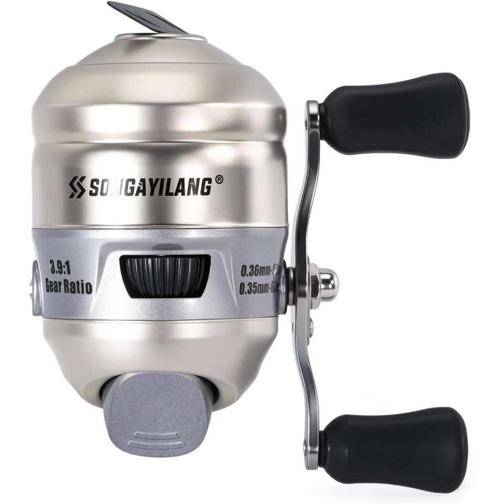 image:imageSougayilang Spincast Fishing Reel Size 30 Reel Right or LeftHand Retrieve 391 Gear Ratio Prespooled with Mono Fishing LineSilver Spincast Reel