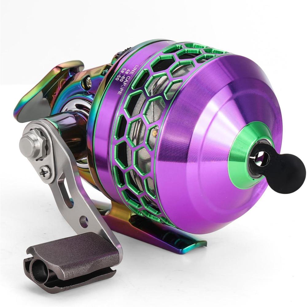 image:imageSougayilang Spincast Fishing ReelHigh Speed 391 Gear RatioTroubleFree PushButton Bait Casting Design and Reversible Handle for LeftRight RetrievePreSpooled with Monofilament LineColorful Spincast Reel