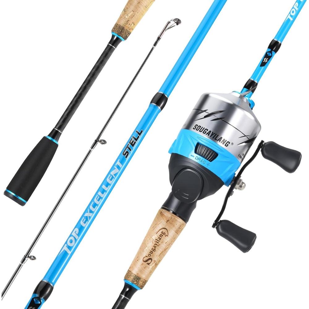 image:imageSougayilang Spincast Fishing Rod and Reel Combo 2Piece Lightweight amp Portable Casting Rod with EasytoUse Spincast Reel for Beginners Youth Freshwater FishingBlue