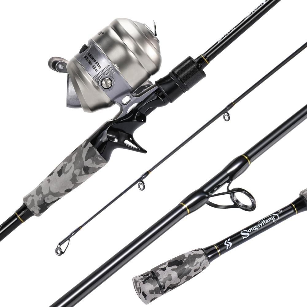 image:imageSougayilang Spincast Reel and Fishing Rod Combo 5Foot 9Inch Durable Carbon Rod Quickset AntiReverse Fishing Reel with Mono LineSilver