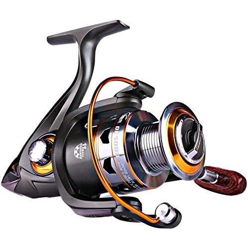 image:imageSougayilang Spinning Fishing Reels with LeftRight Interchangeable Collapsible Wood Handle Powerful Metal Body 521511 Gear Ratio Smooth 11BB for Inshore Boat Rock Freshwater Saltwater FishingDK2000