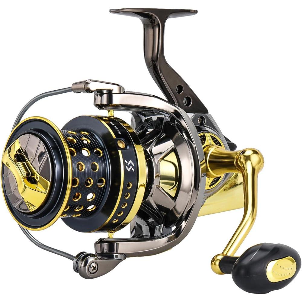 image:imageSougayilang Spinning Reels 10000 Series Surf Fishing Reels Ultra Smooth Powerful with CNC Aluminum Spool Inshore amp Offshore Saltwater FishingGolden AFS10000
