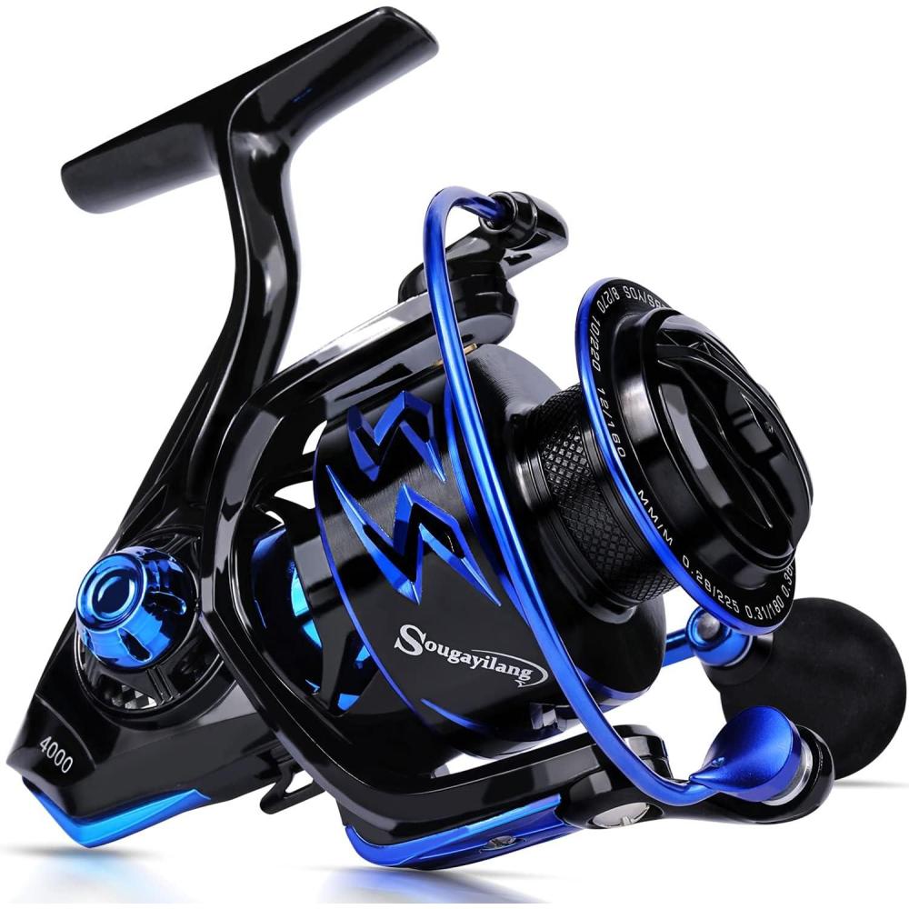 image:imageSougayilang Spinning Reels UltraWeight 62 1 High Speed Gear Ratio Metal Frame and Rotor 12 1 Shielded BB Smooth Powerful Freshwater and Saltwater Spinning Fishing Reelblue