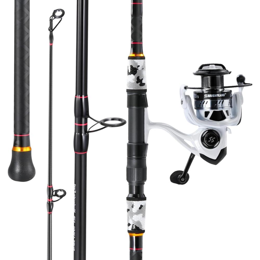 image:imageSougayilang Surf Fishing Rod and Reel Combo 4 Piece MHH Saltwater Fishing Combo with 5000 Size Spinning Reel1215gray