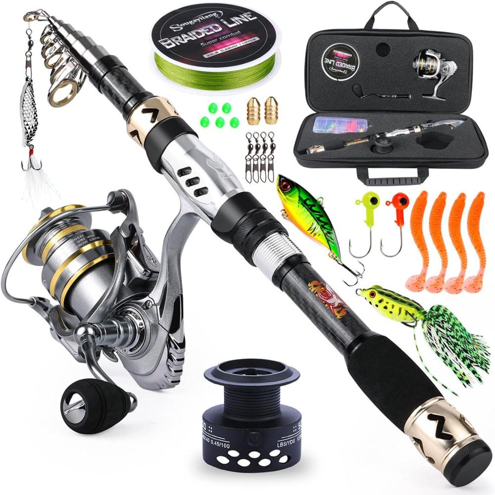 image:imageSougayilang Telescopic Fishing Pole with Spinning Reel Portable Fishing Rod Reel CombosFishing Rod Reel with Carry Case