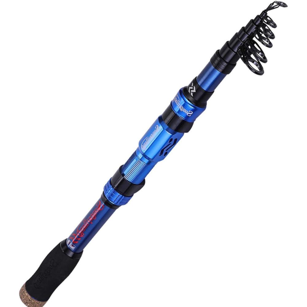 image:imageSougayilang Telescopic Fishing Rod  24 Ton Carbon FiberCNC Machined Reel Seat Comfortable EVA Handle Travel Fishing Rod for Bass Trout FishingBLUE