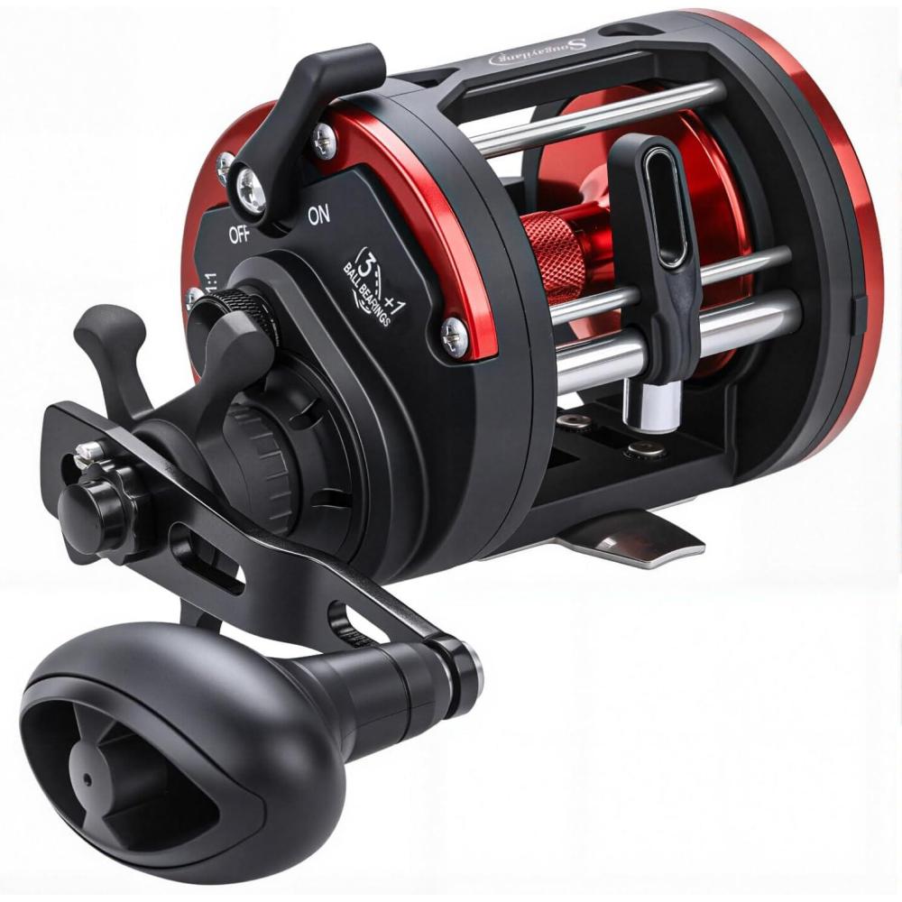 image:imageSougayilang Trolling Reel Level Wind Conventional Reel Graphite Body Fishing Reel Durable StainlessSteel Large Line CapacityDTR40 Right handlend