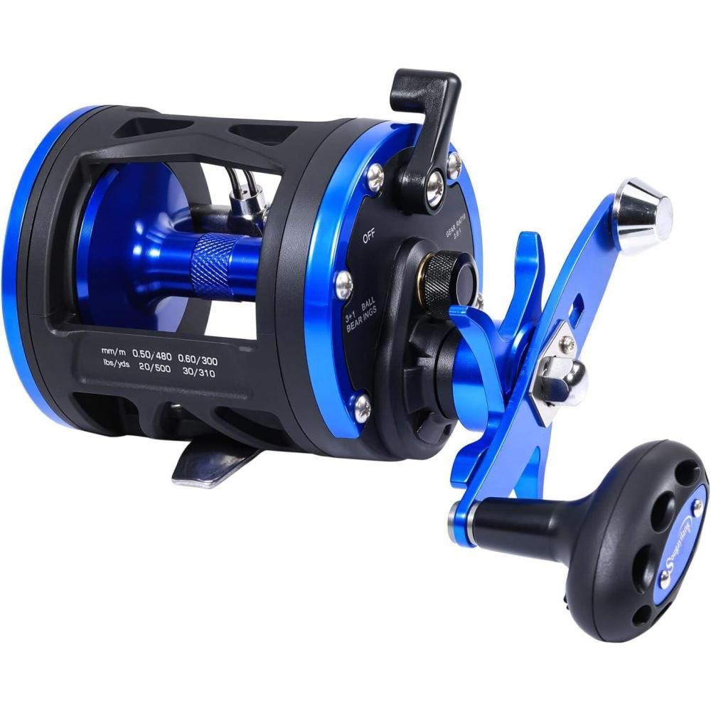 image:imageSougayilang Trolling Reel amp Conventional Fishing Reel Saltwater Level Wind Reel with Smooth Drag Heavy Duty Boat amp Ocean Fishing Reel for Sea Bass Grouper SalmonLDT30 Right Handed