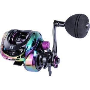 Sougayilang Baitcasting Fishing Reel High Speed Baitcaster with 9+1 Ball Bearings, Gear Ratio 8.0:1, Magnetic Brake System Power Handle Casting Reels(Colorful – Left Handed)