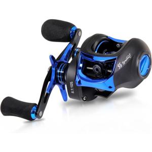 Sougayilang Baitcasting Fishing Reel with 9 + 1 Anti-Reverse Ball Bearings, 8.1:1 High-Speed Gear Ratio Casting Reel(Blue- Right Handed)