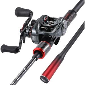 Sougayilang Baitcasting Fishing Rod and Reel Combo, Medium 6’/7′ Low Profile with SuperPolymer Handle(Cast-Right hand-6’0”-Medium)