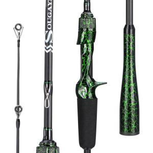 Sougayilang Berdea L Fishing Rod, 2-Piece IM6 Carbon Fiber Strong Casting & Spinning Rods for Bass, Trout, Walleye, Catfish(Casting)