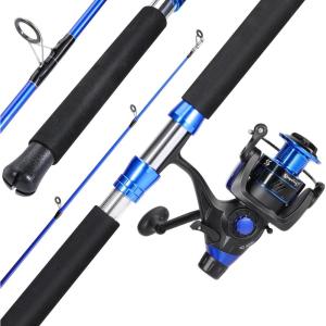 Sougayilang Catfish Fishing Rod Combo IM8 Carbon 2 Piece, MH Power Portable Travel Spinning Rod with 4000 Size Spinning Reel -7’0″