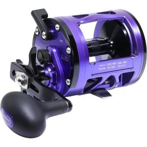 Sougayilang Conventional Fishing Reel,Smooth Powerful Inshore Surf Trolling Reel, Baitcasting Reel for Catfish, Musky, Bass, Pike(Purple Left Hand)