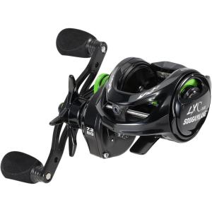 Sougayilang Cool Low Profile Baitcaster Reel – 300 Size, 7.2:1 Gear Ratio, 16lbs Max Drag, Ultra Smooth for Catfish, Musky, Bass(Green-LXC300 Right Handed)