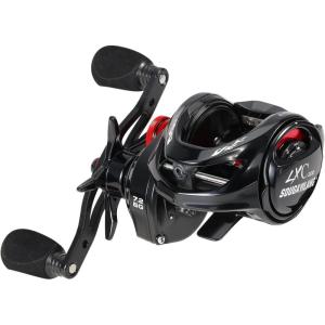 Sougayilang Cool Low Profile Baitcaster Reel – 300 Size, 7.2:1 Gear Ratio, 16lbs Max Drag, Ultra Smooth for Catfish, Musky, Bass(Red-LXC300 Right Handed)