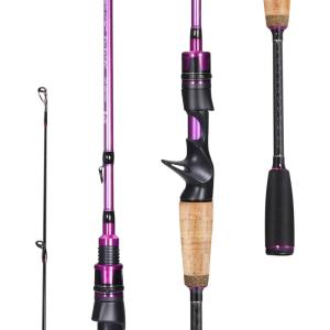 Sougayilang Fishing Pole, 2PC Fishing Rod with EVA Cork Handle Grip(Purple)