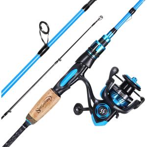 Sougayilang Fishing Pole, 30-Ton Carbon Fiber Fishing Rod and Reel Combo, 2 Pcs Blanks Spinning Reel Combos(Blue)