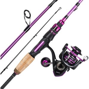 Sougayilang Fishing Pole, 30-Ton Carbon Fiber Fishing Rod and Reel Combo, 2 Pcs Blanks Spinning Reel Combos(Purple)