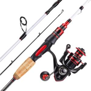 Sougayilang Fishing Pole, 30-Ton Carbon Fiber Fishing Rod and Reel Combo, 2 Pcs Blanks Spinning Reel Combos(White)