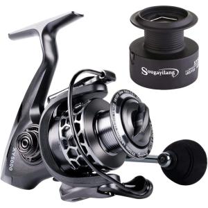 Sougayilang Fishing Reel 13+1BB Light Weight Ultra Smooth Aluminum Spinning Fishing Reel with Free Spare Graphite Spool(XY2000)