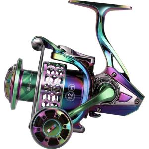 Sougayilang Fishing Reel, Colorful Aluminum Frame Spinning Reels with – 12+1 Stainless BB, Oversize Aluminum Handle for Saltwater or Freshwater Fishing(GSM2000)