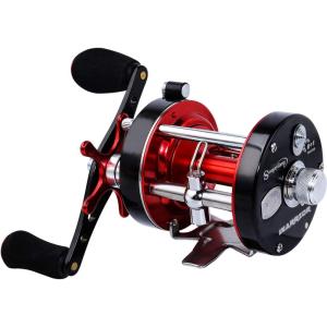 Sougayilang Fishing Reels Round Baitcasting Reel – Conventional Reel – Reinforced Metal Body and Supreme Star Drag(Right Hand-Red-Black)