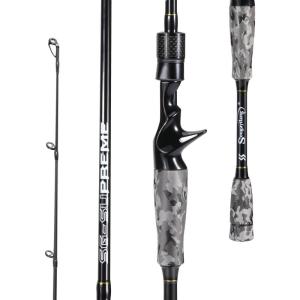 Sougayilang Fishing Rod – Medium 2Pc Graphite Composite Blank Spinning & Casting Rod, Camouflage EVA Grip, Smooth Transition Fishing Pole(Grey-Casting)