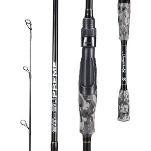 Sougayilang Fishing Rod – Medium 2Pc Graphite Composite Blank Spinning & Casting Rod, Camouflage EVA Grip, Smooth Transition Fishing Pole(Grey-Spinning)
