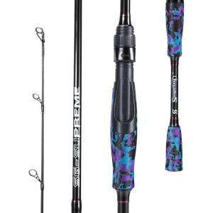 Sougayilang Fishing Rod – Medium 2Pc Graphite Composite Blank Spinning & Casting Rod, Camouflage EVA Grip, Smooth Transition Fishing Pole(Purple-Spinning)