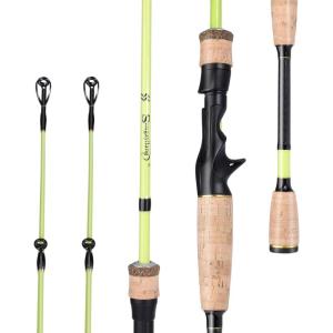 Sougayilang Fishing Rod, 2Pc Casting Rod Spinning Rod for Freshwater Tournament Quality Fishing Pole with 2 Tips for Bass(Casting-Yellow-Twin Tips)