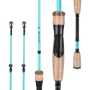 Sougayilang Fishing Rod, 2Pc Casting Rod Spinning Rod for Freshwater Tournament Quality Fishing Pole with 2 Tips for Bass(Spinning-Turquoise-Twin Tips)