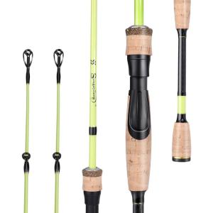Sougayilang Fishing Rod, 2Pc Casting Rod Spinning Rod for Freshwater Tournament Quality Fishing Pole with 2 Tips for Bass(Spinning-Yellow-Twin Tips)