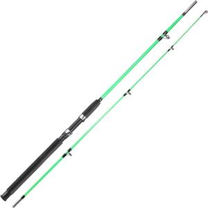 Sougayilang Fishing Rod, 2-Piece Composite Graphite & Glass Blanks Saltwater Trolling Rod Offshore Surf Fishing Pole with Stainless Steel Line Guides for Catfish, Salmon Glass Fiber Spinning Rod(Green)