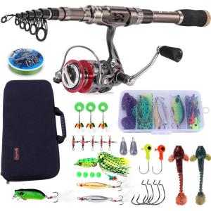 Sougayilang Fishing Rod and Reel Set Carbon Fiber Telescopic Fishing Rod 12+1BB Spinning Reel with Carry Case for Saltwater Freshwater(silver)