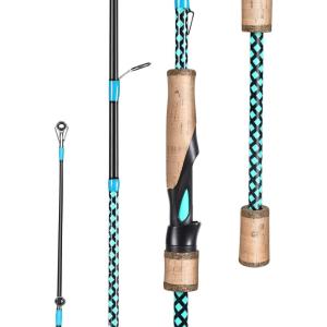 Sougayilang Fishing Rods, Graphite Spinning Rods, Lightweight 2 Pieces Cork Handle Casting(Blue-Spinning)