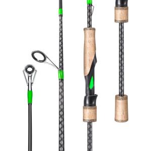 Sougayilang Fishing Rods, Graphite Spinning Rods, Lightweight 2 Pieces Cork Handle Casting(Green- Spinning)