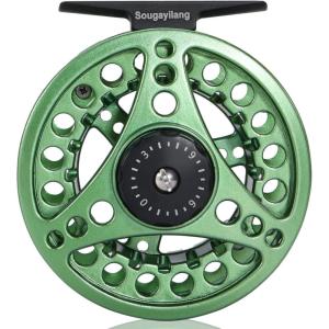 Sougayilang Fly Fishing Reel, Die Cast Aluminum Fly Reel, 5/6, 7/8, Weight Saltwater Fly Reels, 5/6, 7/8, Weight Saltwater Fly Reels(Green)