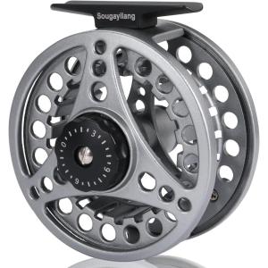 Sougayilang Fly Fishing Reel, Die Cast Aluminum Fly Reel, 5/6, 7/8, Weight Saltwater Fly Reels, 5/6, 7/8, Weight Saltwater Fly Reels(Silver)