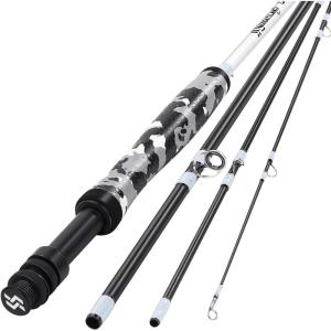 Sougayilang Fly Fishing Rod, Lightweight Ultra-Portable 4 Pieces 5/6wt Graphite 9′ Fly Rod for Complete Starter with SuperPolymer Handle(Black- 5/6WT)
