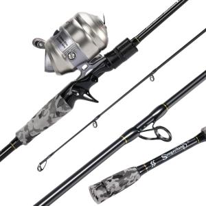 Sougayilang Spincast Reel and Fishing Rod Combo, 5-Foot 9-Inch Durable Carbon Rod, Quickset Anti-Reverse Fishing Reel with Mono Line(Silver)