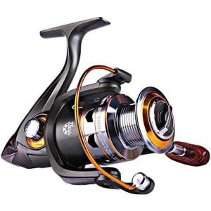 Sougayilang Spinning Fishing Reels with Left/Right Interchangeable Collapsible Wood Handle Powerful Metal Body 5.2:1/5.1:1 Gear Ratio Smooth 11BB for Inshore Boat Rock Freshwater Saltwater Fishing(DK2000)