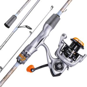 Sougayilang Spinning& Casting Fishing Rod Combos with Graphite 2Pc Blanks Fishing Reel for Bass Fishing(Spinning with 2000 Reel)