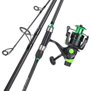 Sougayilang Surf Fishing Rod Combo IM8 Carbon 3 Piece Travel Spinning Rod with 4000 Size Spinning Reel (9’/10’/11’/12′)(9’0″)