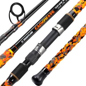 Sougayilang Surf Spinning Fishing Rod Carbon Travel Surf Rod M/MH 3 Piece Spinning Fishing Rod 9’/10’/11’/12′(orange)
